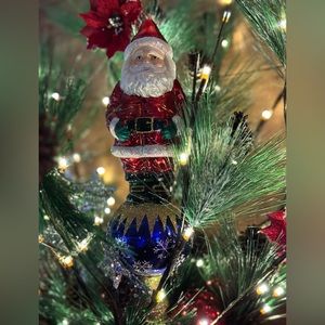 Beautiful Santa Tree Top atop your Christmas tree this season! blown-glass